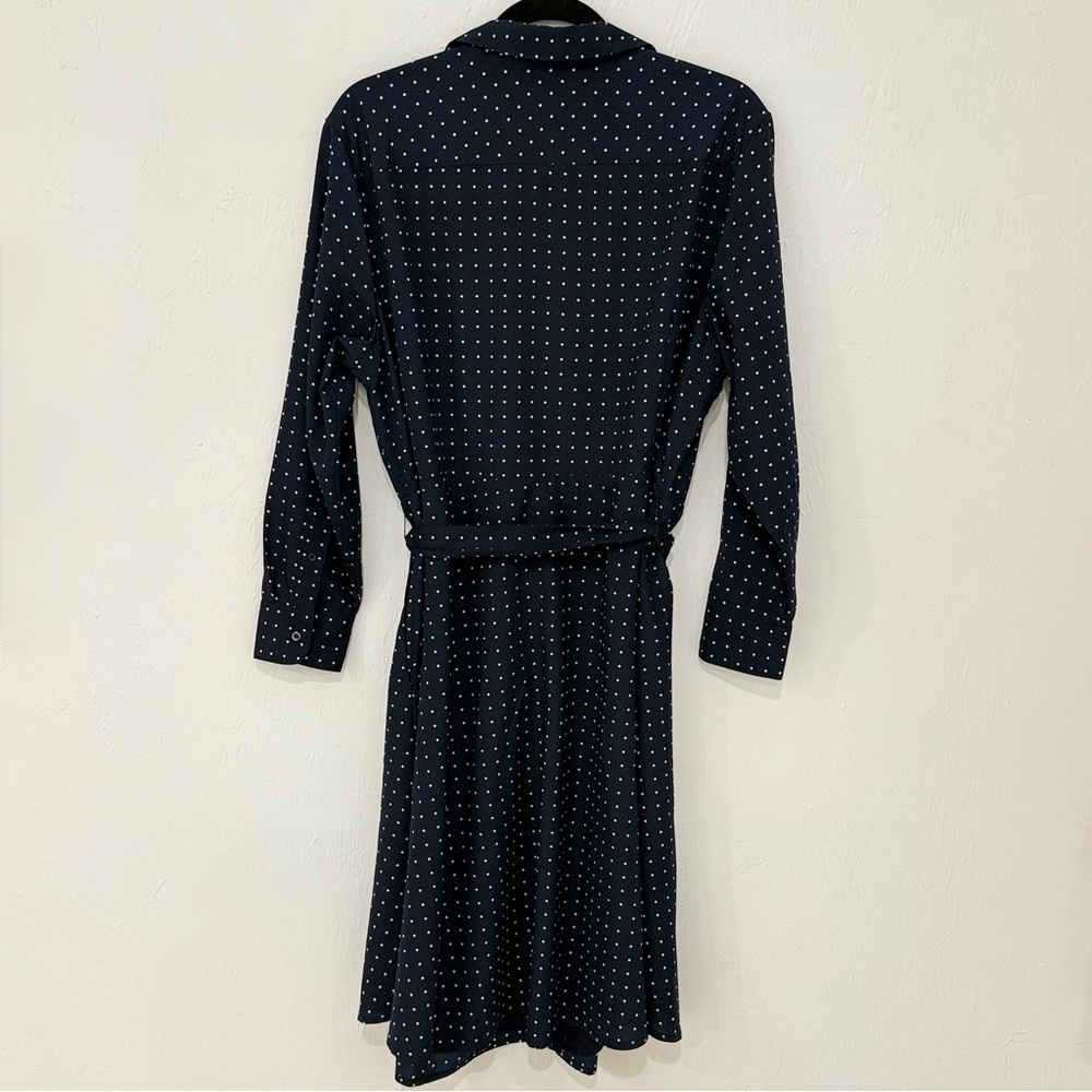 Elegant Navy Polka Dot Dress - Picture 2 of 9